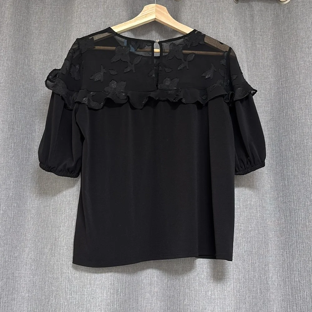 CeCe Black Ruffled Blouse - Picture 3 of 3
